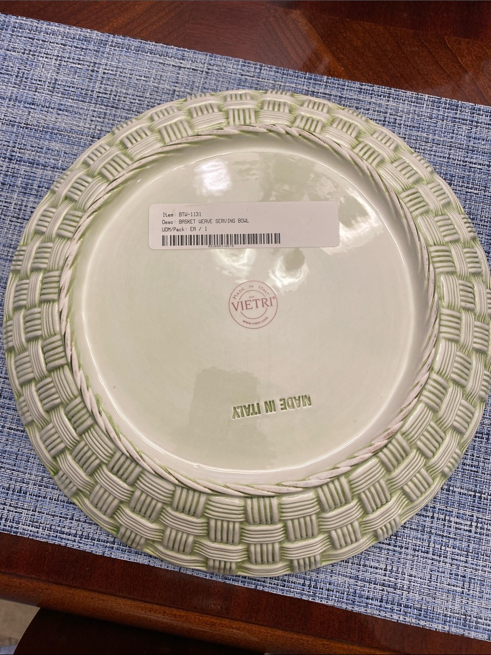 Vietri Green Basketweave Serving Bowl